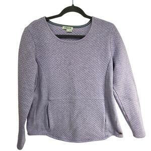 Orvis Sweatshirt Quilted Kangaroo Pocket Lavender Purple Womens L